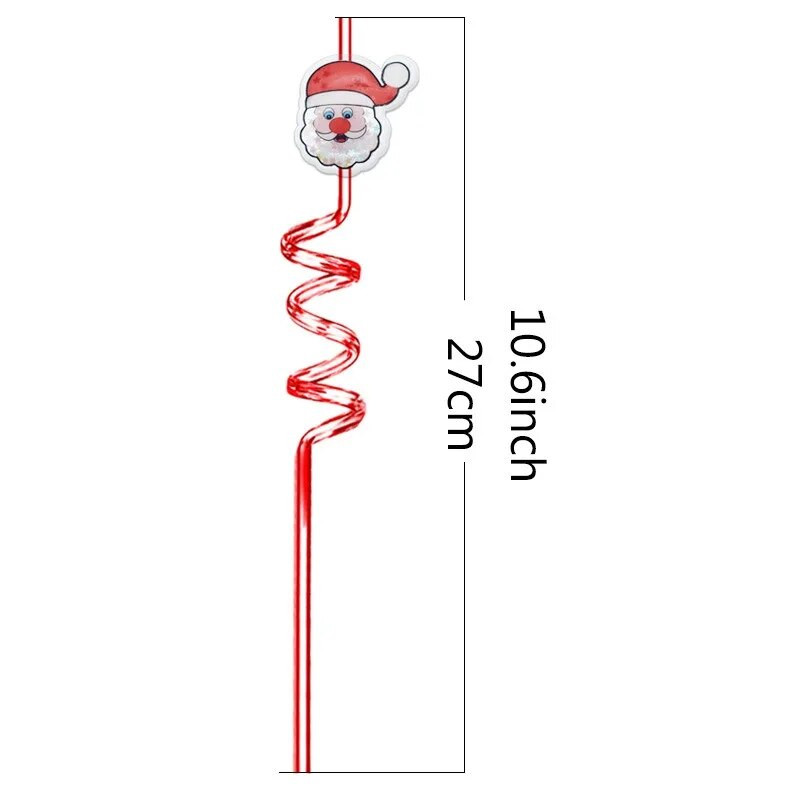 6 τμχ Χριστουγεννιάτικα επαναχρησιμοποιήσιμα σπειροειδή καλαμάκια Άγιος Βασίλης Αλυκή Χριστουγεννιάτικο δέντρο Πλαστικά καλαμάκια πόσιμου Διακόσμηση Χριστουγεννιάτικου πάρτι