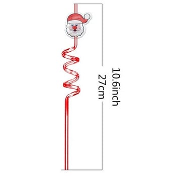 6 бр. Коледни спирални сламки Дядо Коледа Снежинка Елк Коледно дърво Снежен човек Напитки Сок Сламка Весела Коледа Декор Честита Нова Година 2024