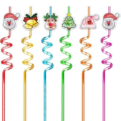 6 τεμ Χριστουγεννιάτικα σπειροειδή καλαμάκια Santa Snowflake Elk Χριστουγεννιάτικο δέντρο χιονάνθρωπος πίνει χυμό άχυρο Καλά Χριστουγεννιάτικη διακόσμηση Ευτυχισμένο το νέο έτος 2024