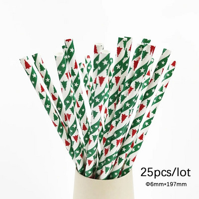 25 τεμ. Χριστουγεννιάτικα καλαμάκια μιας χρήσης Χριστουγεννιάτικο καπέλο του Αϊ-Βασίλη Αστέρι Χαρτί Καλαμάκια για χριστουγεννιάτικη διακόσμηση πάρτι Ψάθινα προμήθειες