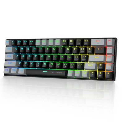 Z-686 60% Mini Mechanical Gaming Keyboard , E-Yooso 68 πλήκτρων Ενσύρματο RGB με οπίσθιο φωτισμό διακόπτη προστασίας από τη σκόνη Συμπαγής σχεδίαση για υπολογιστή