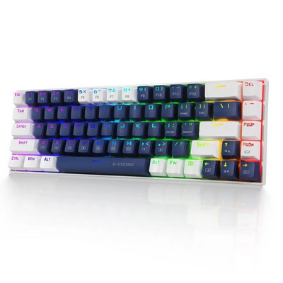 Z-686 60% Mini Mechanical Gaming Keyboard , E-Yooso 68 πλήκτρων Ενσύρματο RGB με οπίσθιο φωτισμό διακόπτη προστασίας από τη σκόνη Συμπαγής σχεδίαση για υπολογιστή