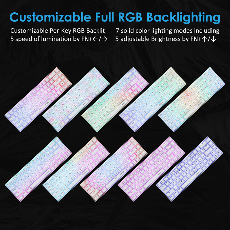 Z-686 60% Mini Mechanical Gaming Keyboard , E-Yooso 68 πλήκτρων Ενσύρματο RGB με οπίσθιο φωτισμό διακόπτη προστασίας από τη σκόνη Συμπαγής σχεδίαση για υπολογιστή