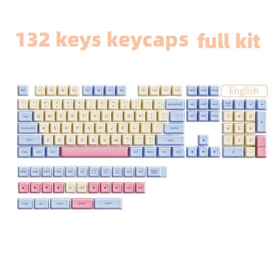132Keys Cute Marshmallow korėjiečių klavišų dangteliai PBT dažų sublimacinis XDA profilis, skirtas MX Switch, tinka 61/64/68/87/96/104/108 klaviatūros klaviatūros dangteliai