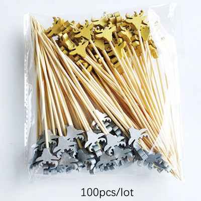 100 τεμ. Χριστουγεννιάτικα σουβλάκια από μπαμπού μιας χρήσης Άγιος Βασίλης Επιλογή μπουφέ Cupcake πιρούνι Οδοντογλυφίδα Χριστουγεννιάτικη διακόσμηση για πάρτι