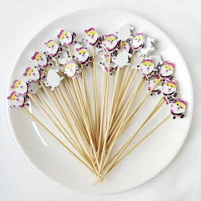 100 τεμ. Χριστουγεννιάτικα σουβλάκια από μπαμπού μιας χρήσης Άγιος Βασίλης Επιλογή μπουφέ Cupcake πιρούνι Οδοντογλυφίδα Χριστουγεννιάτικη διακόσμηση για πάρτι