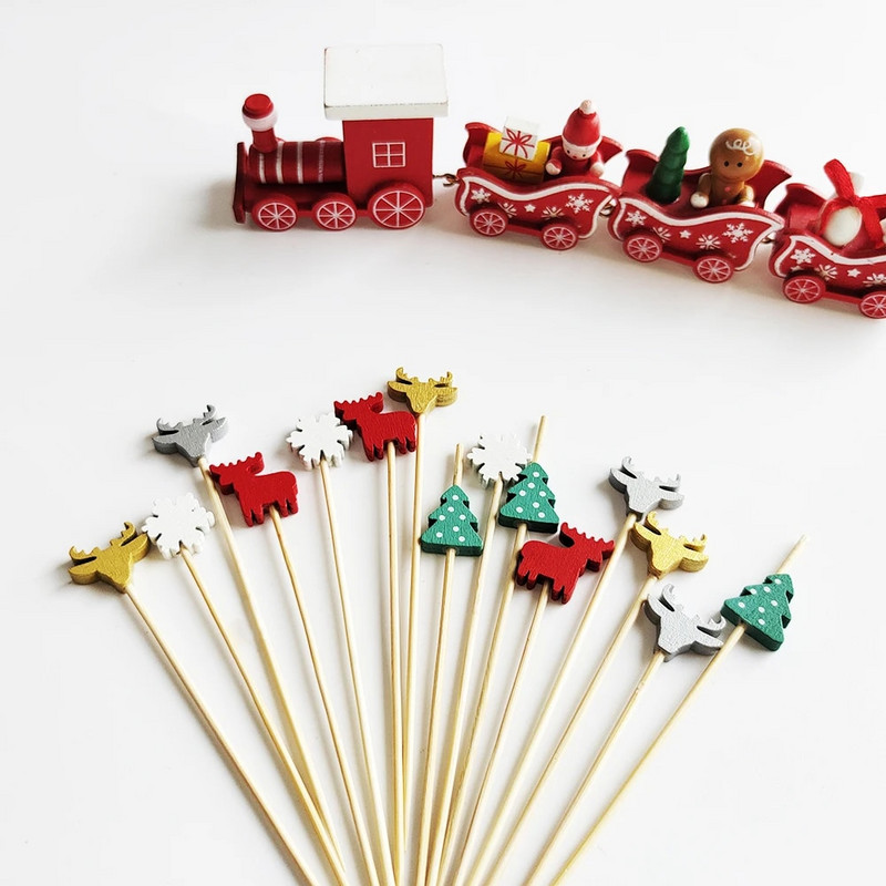 100 τεμ. Χριστουγεννιάτικα σουβλάκια από μπαμπού μιας χρήσης Άγιος Βασίλης Επιλογή μπουφέ Cupcake πιρούνι Οδοντογλυφίδα Χριστουγεννιάτικη διακόσμηση για πάρτι