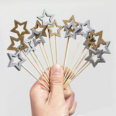 50 τεμ. Σχήμα αστεριού Σουβλάκια από μπαμπού μιας χρήσης Επιλογές φαγητού για κοκτέιλ σε μπουφέ Φρούτα cupcake πιρούνια ραβδιά για πάρτι Διακοσμητικά τραπέζια