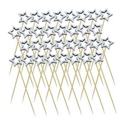 50 τεμ. Σχήμα αστεριού Σουβλάκια από μπαμπού μιας χρήσης Επιλογές φαγητού για κοκτέιλ σε μπουφέ Φρούτα cupcake πιρούνια ραβδιά για πάρτι Διακοσμητικά τραπέζια
