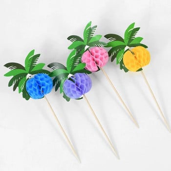 30/50 бр. Hawaiian Luau Cocktail Picks Coconut Palm Tree Food Stick Cupcake Topper Tropical Summer Birthday Party Decor Supplies