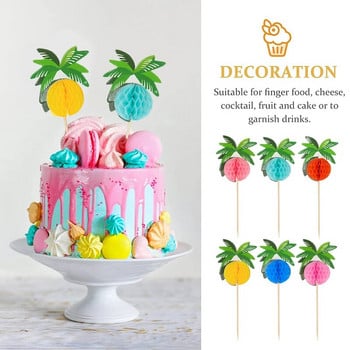 30/50 бр. Hawaiian Luau Cocktail Picks Coconut Palm Tree Food Stick Cupcake Topper Tropical Summer Birthday Party Decor Supplies