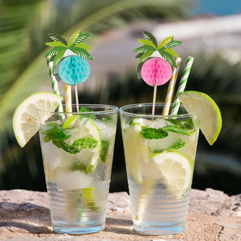 30/50 бр. Hawaiian Luau Cocktail Picks Coconut Palm Tree Food Stick Cupcake Topper Tropical Summer Birthday Party Decor Supplies