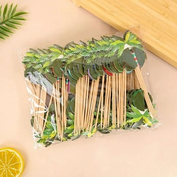 30/50 бр. Hawaiian Luau Cocktail Picks Coconut Palm Tree Food Stick Cupcake Topper Tropical Summer Birthday Party Decor Supplies