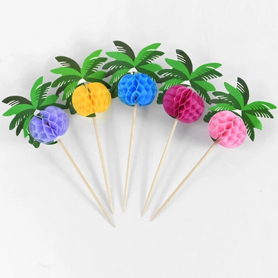 30/50db hawaii luau koktélválogatás kókuszpálmafa ételrúd cupcake topper trópusi nyári születésnapi parti dekorációs kellékek