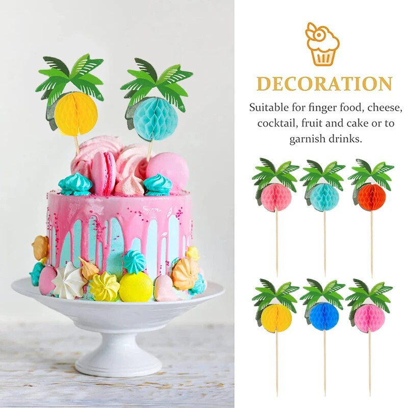 30/50 τεμ. Χαβάης Λουάου Κοκτέιλ Επιλογές Κοκτέιλ Καρύδας Φοίνικας Καρύδας Φοινικό στικ Cupcake Topper Τροπικό καλοκαιρινό ντεκόρ για πάρτι γενεθλίων