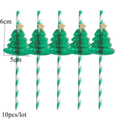 10/20 τμχ Χριστουγεννιάτικα χάρτινα καλαμάκια Κυψελοειδή χριστουγεννιάτικα δέντρα σε σχήμα τούρτας για χαρούμενα χριστουγεννιάτικα στολίδια Noel DIY Party Supplies