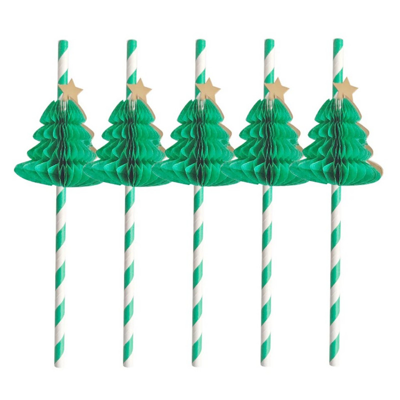 10/20 τμχ Χριστουγεννιάτικα χάρτινα καλαμάκια Κυψελοειδή χριστουγεννιάτικα δέντρα σε σχήμα τούρτας για χαρούμενα χριστουγεννιάτικα στολίδια Noel DIY Party Supplies
