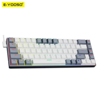 E-YOOSO Z686 RGB USB 60% Mini subțire tastatură mecanică pentru jocuri cu fir comutator roșu 68 taste rusă portugheză braziliană pentru calcul