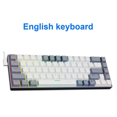 E-YOOSO Z686 RGB USB 60% Μίνι λεπτό μηχανικό gaming Ενσύρματο πληκτρολόγιο Κόκκινο διακόπτη 68 πλήκτρων Ρωσικά πορτογαλικά βραζιλιάνικα για υπολογιστές