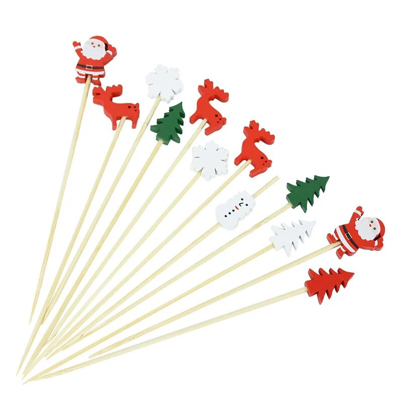 50 τεμ. Χριστουγεννιάτικο μπαμπού Επιλογές τροφίμων Οδοντογλυφίδες Santa Dessert Μπουφές Φρουτοσαλάτα Χριστουγεννιάτικη Διακόσμηση Πρωτοχρονιάτικο Χριστουγεννιάτικο πάρτι