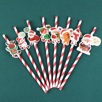Коледни сламки за еднократна употреба Парти декоративни коледни сламки за пиене за Коледа Navidad Noel Орнаменти Новогодишни парти консумативи