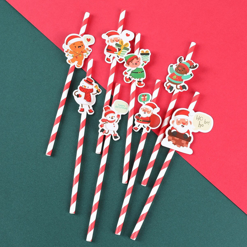 Χριστουγεννιάτικα καλαμάκια μιας χρήσης διακοσμητικά χριστουγεννιάτικα καλαμάκια για χριστουγεννιάτικα στολίδια Navidad Noel Πρωτοχρονιάτικα πάρτι