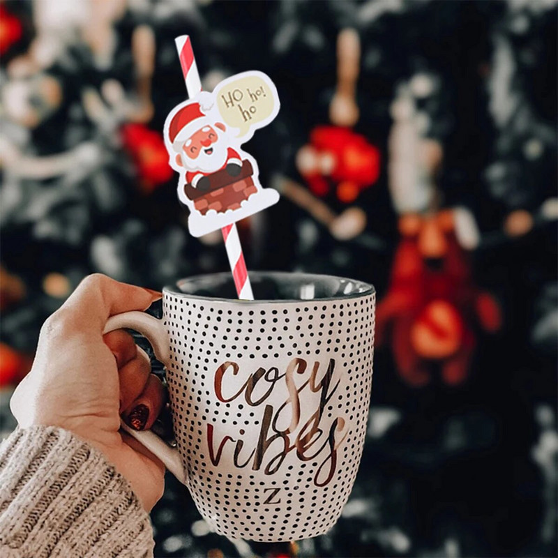 Χριστουγεννιάτικα καλαμάκια μιας χρήσης διακοσμητικά χριστουγεννιάτικα καλαμάκια για χριστουγεννιάτικα στολίδια Navidad Noel Πρωτοχρονιάτικα πάρτι