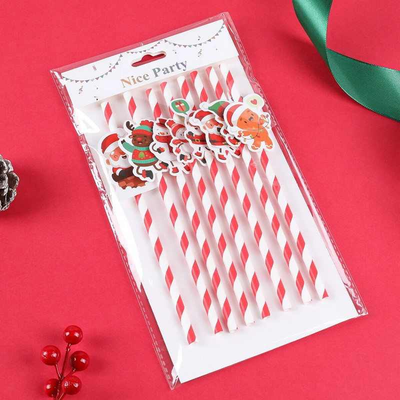 Χριστουγεννιάτικα καλαμάκια μιας χρήσης διακοσμητικά χριστουγεννιάτικα καλαμάκια για χριστουγεννιάτικα στολίδια Navidad Noel Πρωτοχρονιάτικα πάρτι