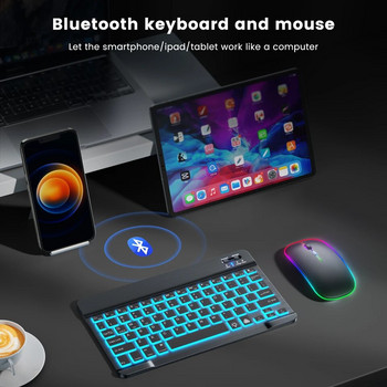 RGB Bluetooth клавиатура Безжична клавиатура Bluetooth мини испанска руска клавиатура RGB подсветка акумулаторна за ipad телефон таблет