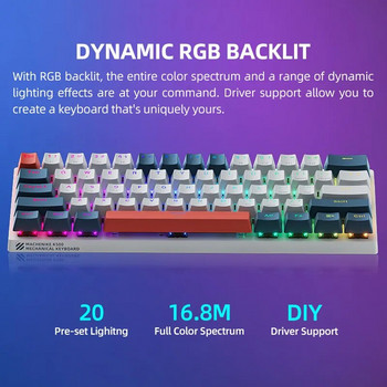 Machenike K500-B61 Mini Mechanical Keybaord 60% Form Factor Wired Full Key Hot-Swappable RGB Backlit 61Keys Gaming Keybaord
