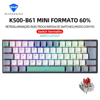 Machenike K500-B61 Mini Mechanical Keybaord 60% Form Factor Wired Full Key Hot-Swappable RGB Backlit 61Keys Gaming Keybaord