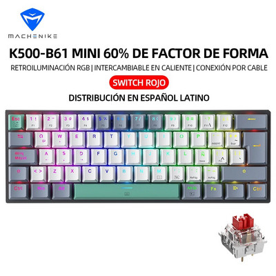 Machenike K500-B61 Mini Mechanical Keybaord 60% Form Factor Wired Full Key Hot-Swappable RGB Backlit 61Keys Gaming Keybaord