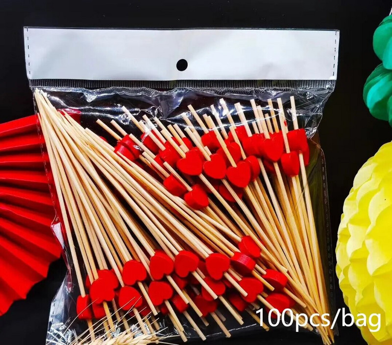 100 τμχ Σουβλάκια από μπαμπού μίας χρήσης Επιλογές φαγητού Μπουφές Cupcake Πιρούνι φρούτων Σαλάτα λαχανικών Οδοντογλυφίδα Σουβλάκι για πάρτι Επιδόρπιο