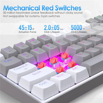 Redragon K616 Pro TKL Wireless RGB Mechanical Keyboard 5.0 BT/2.4 Ghz/Wired Three Modes 60% Bluetooth Keyboard Linear Red Switch