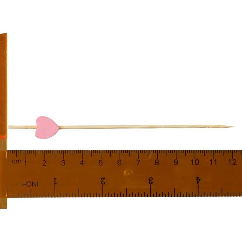 100 τμχ Οδοντογλυφίδες φρούτων σε σχήμα καρδιάς 4,7 ιντσών οδοντογλυφίδες μιας χρήσης από φυσικό μπαμπού Ροζ επιλογές κοκτέιλ μπαμπού