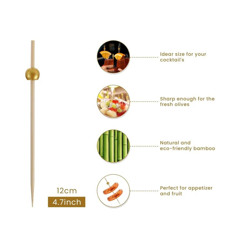 Σουβλάκι με φρούτα μπαμπού πιρούνι φρούτων κοκτέιλ μιας χρήσης διακοσμητικά σουβλάκια μπαμπού πολύχρωμα δημιουργικά σουβλάκια σουβλάκια ψησίματος κέικ