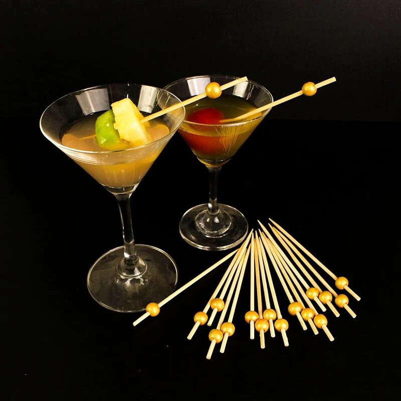 Σουβλάκι με φρούτα μπαμπού πιρούνι φρούτων κοκτέιλ μιας χρήσης διακοσμητικά σουβλάκια μπαμπού πολύχρωμα δημιουργικά σουβλάκια σουβλάκια ψησίματος κέικ