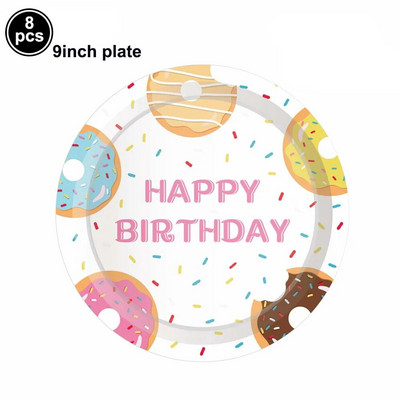 Spurgos Lėkštės Vakarėliams Stalo reikmenys Servetėlės Spurgos Staltiesė Spurgos Gimtadienio vakarėliui Kūdikių dušo dekoracijos