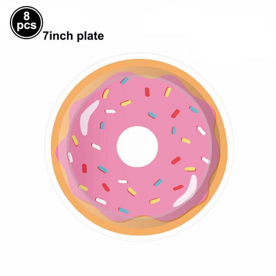 Spurgos Lėkštės Vakarėliams Stalo reikmenys Servetėlės Spurgos Staltiesė Spurgos Gimtadienio vakarėliui Kūdikių dušo dekoracijos