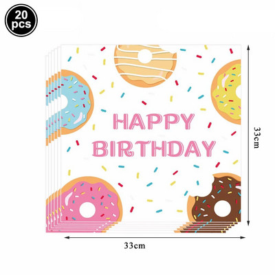 Spurgos Lėkštės Vakarėliams Stalo reikmenys Servetėlės Spurgos Staltiesė Spurgos Gimtadienio vakarėliui Kūdikių dušo dekoracijos