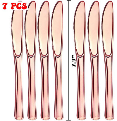 Ροζ χρυσό Κιτ σερβίτσιο για πάρτι Τραπέζι Πανί Μαχαίρι Πιρούνι Κουτάλι Χαρτί Πιάτα Κύπελλο Καλαμάκια Ντους μωρού Γάμος Διακόσμηση πάρτι γενεθλίων