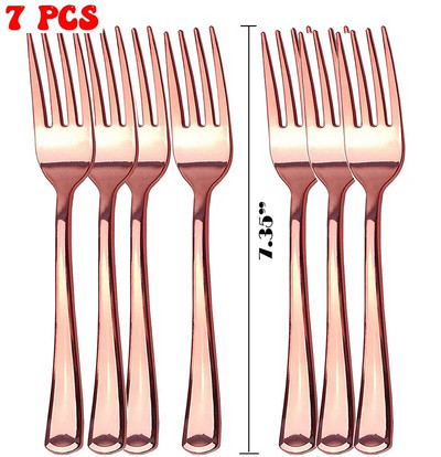 Ροζ χρυσό Κιτ σερβίτσιο για πάρτι Τραπέζι Πανί Μαχαίρι Πιρούνι Κουτάλι Χαρτί Πιάτα Κύπελλο Καλαμάκια Ντους μωρού Γάμος Διακόσμηση πάρτι γενεθλίων