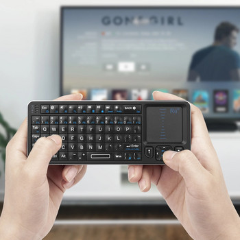 Мини Bluetooth клавиатура Rii K06, безжична клавиатура с подсветка 2,4 GHz с IR обучаващ тъчпад Android TV Box， Mac, лаптоп, Windows