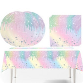 Προμήθειες γάμου με μοτίβο διαμαντιών Macaron Επιτραπέζια σκεύη μιας χρήσης Χαρτί πιάτο φλιτζάνι χαρτοπετσέτα για ενήλικες γυναίκες, προμήθειες γενεθλίων