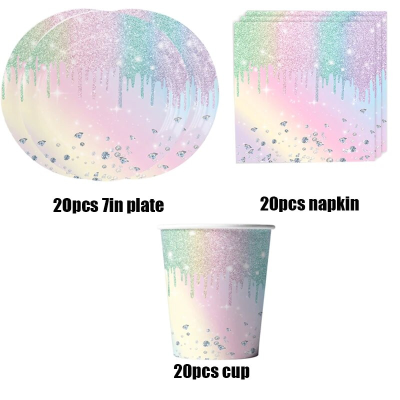 Προμήθειες γάμου με μοτίβο διαμαντιών Macaron Επιτραπέζια σκεύη μιας χρήσης Χαρτί πιάτο φλιτζάνι χαρτοπετσέτα για ενήλικες γυναίκες, προμήθειες γενεθλίων