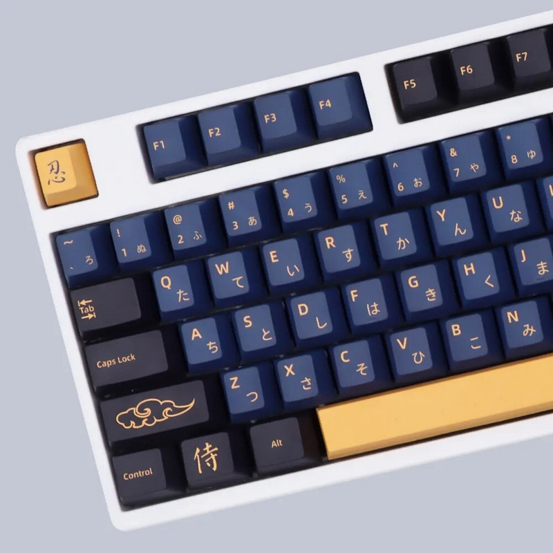 Μπλε κόκκινο Samurai PBT Αγγλικά/Ιαπωνικά/Ρωσικά/Κορεάτικα Keycap Cherry προφίλ για μηχανικό πληκτρολόγιο 7U Space 1.75 2U Shift