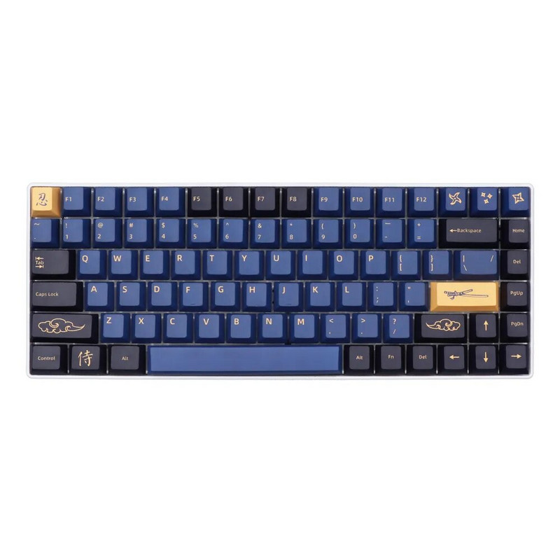 Μπλε κόκκινο Samurai PBT Αγγλικά/Ιαπωνικά/Ρωσικά/Κορεάτικα Keycap Cherry προφίλ για μηχανικό πληκτρολόγιο 7U Space 1.75 2U Shift