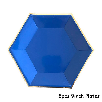 Μπλε σερβίτσιο μιας χρήσης Χάρτινα ψάθινα πιάτα για πάρτι παιδικό ντους προμήθειες γενεθλίων Μπομπονιέρες Μπλε πάρτι Καρναβάλι διακόσμηση γάμου