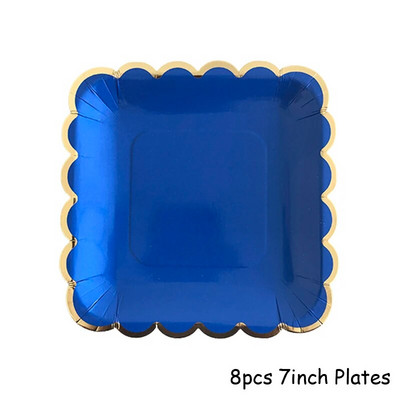 Μπλε σερβίτσιο μιας χρήσης Χάρτινα ψάθινα πιάτα για πάρτι παιδικό ντους προμήθειες γενεθλίων Μπομπονιέρες Μπλε πάρτι Καρναβάλι διακόσμηση γάμου