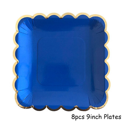 Μπλε σερβίτσιο μιας χρήσης Χάρτινα ψάθινα πιάτα για πάρτι παιδικό ντους προμήθειες γενεθλίων Μπομπονιέρες Μπλε πάρτι Καρναβάλι διακόσμηση γάμου